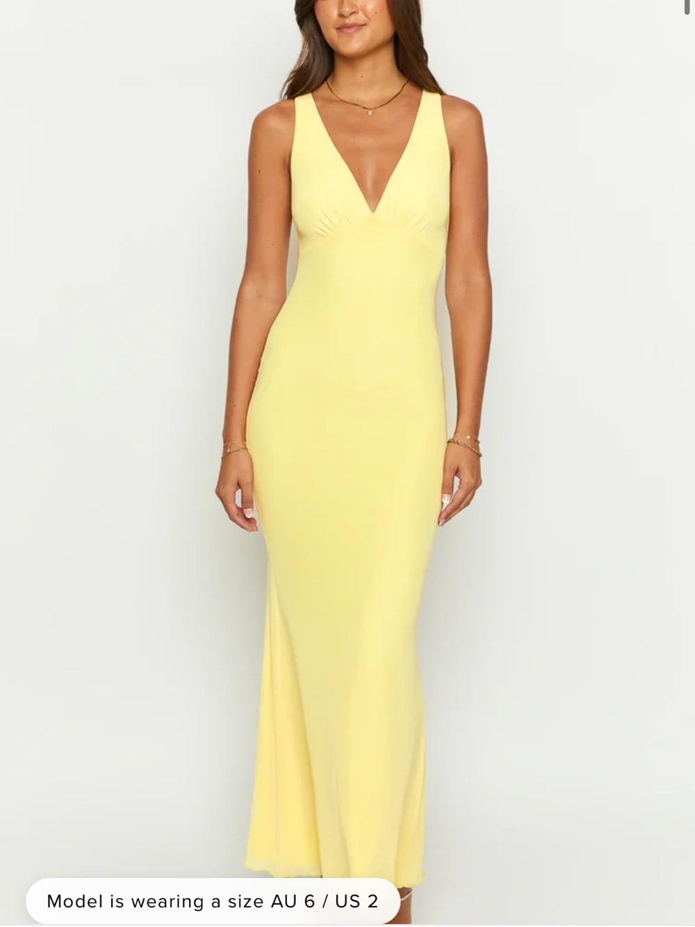 Beginning Boutique Sunflower Yellow Mesh Maxi Dress